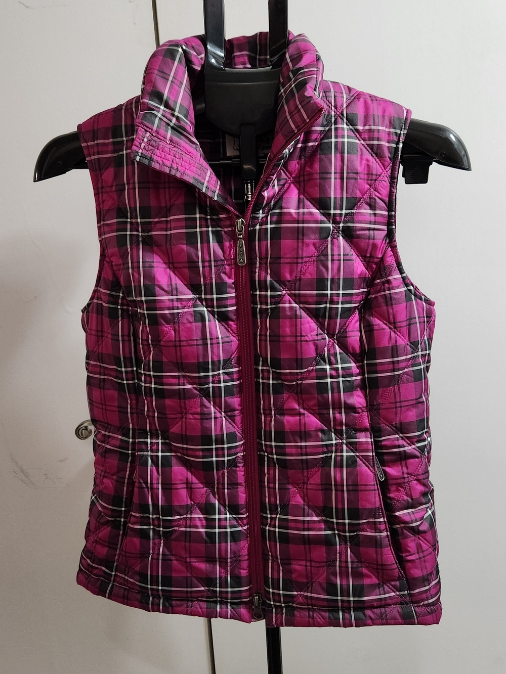 Ariat Quilted Plaid Vest in Fuchsia and Black